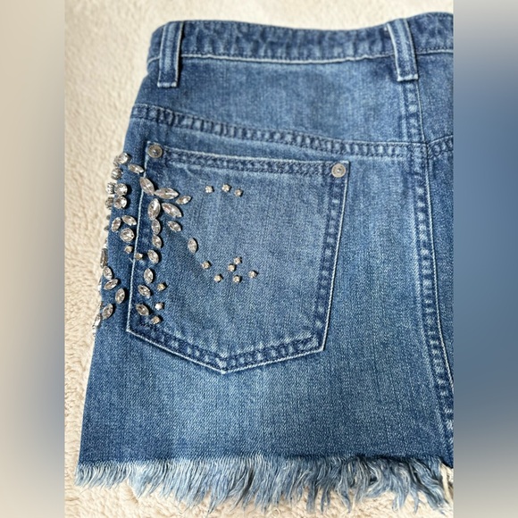 Free People Rhinestone Denim Mini Skirt - Picture 5 of 9